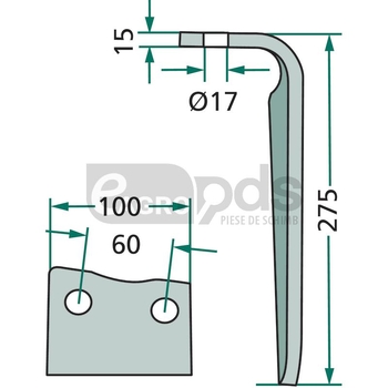 Dinte pentru grapa rotativa - GRANIT [180RH-444-DER]