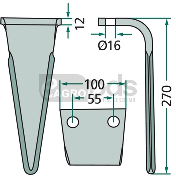 Dinte pentru grapa rotativa - GRANIT [180RH-446-DER]