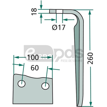 Dinte pentru grapa rotativa - GRANIT [180RH-448-DEL]