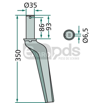 Dinte pentru grapa rotativa - GRANIT [180RH46A]