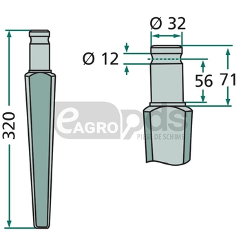 Dinte pentru grapa rotativa - GRANIT [180RH47]