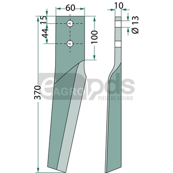 Dinte pentru grapa rotativa - GRANIT [180RH-48-DER]