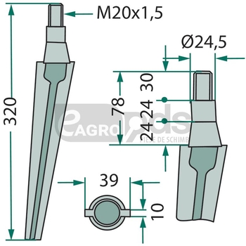 Dinte pentru grapa rotativa - GRANIT [180RH50]