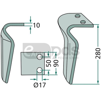 Dinte pentru grapa rotativa - GRANIT [180RH-50-DEL]