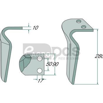Dinte pentru grapa rotativa - GRANIT [180RH-50-DER]