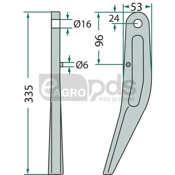 Dinte pentru grapa rotativa - GRANIT [180RH-51]