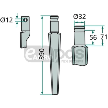 Dinte pentru grapa rotativa - GRANIT [180RH52]