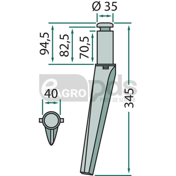 Dinte grapa rotativa - GRANIT [180RH57]