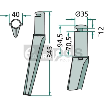 Dinte pentru grapa rotativa - GRANIT [180RH57A]