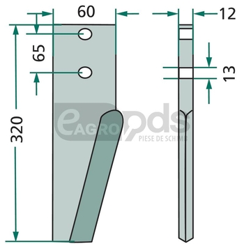 Dinte pentru grapa rotativa - GRANIT [180RH64DER]