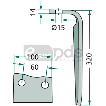 Dinte pentru grapa rotativa - GRANIT [180RH-68-BL]