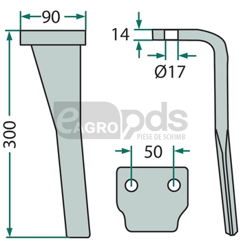 Dinte pentru grapa rotativa - GRANIT [180RH-71-L]