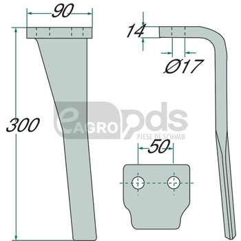 Dinte pentru grapa rotativa - GRANIT [180RH-71-R]