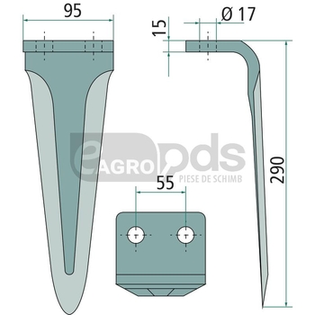 Dinte pentru grapa rotativa - GRANIT [180RH72]