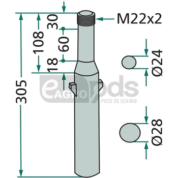 Dinte pentru grapa rotativa - GRANIT [180RH73]