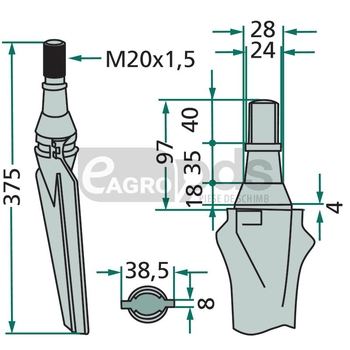 Dinte pentru grapa rotativa - GRANIT [180RH-79-R]