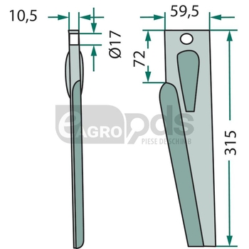 Dinte pentru grapa rotativa - GRANIT [180RH-80-L]