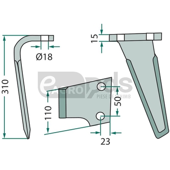 Dinte pentru grapa rotativa - GRANIT [180RH-85-L]