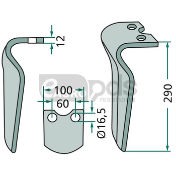 Dinte pentru grapa rotativa - GRANIT [180RH-93-R]