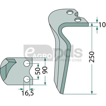 Dinte pentru grapa rotativa - GRANIT [180RH-95-L]