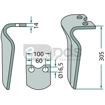 Dinte pentru grapa rotativa - GRANIT [180RH-96-L]