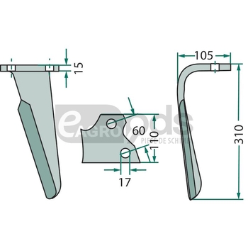 Dinte pentru grapa rotativa - GRANIT [180RH-ALP-05L]