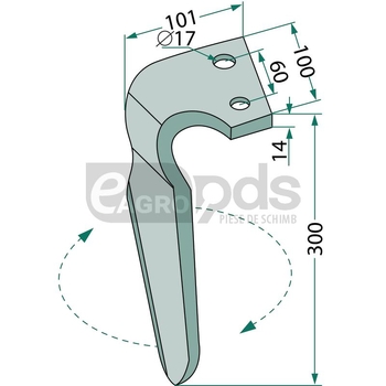 Dinte pentru grapa rotativa - GRANIT [180RH-ALP-06L]
