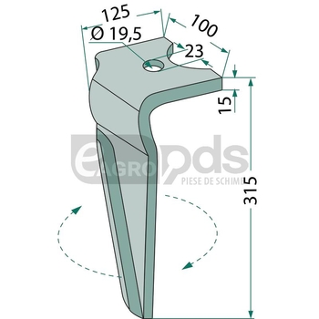 Dinte pentru grapa rotativa - GRANIT [180RH-ALP-20R]