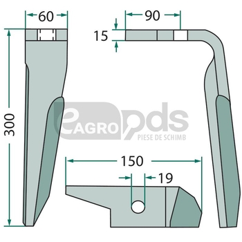 Dinte pentru grapa rotativa - GRANIT [180RH-AMA-02L]