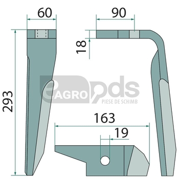 Dinte pentru grapa rotativa - GRANIT [180RH-AMA-04R]