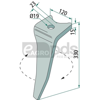 Dinte pentru grapa rotativa - GRANIT [180RH-AMA-07L]