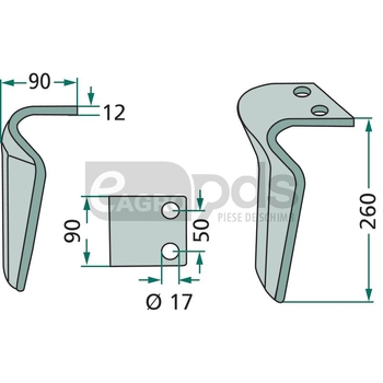 Dinte pentru grapa rotativa - GRANIT [180RH-BRE-25R]