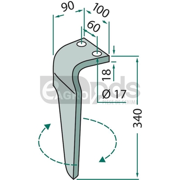 Dinte pentru grapa rotativa - GRANIT [180RH-BRE-30L]