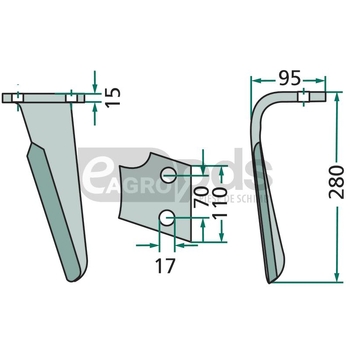 Dinte pentru grapa rotativa - GRANIT [180RH-FAL-35R]