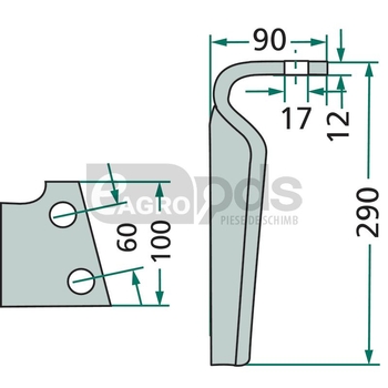 Dinte grapa rotativa - GRANIT [180RH-FER-01L]