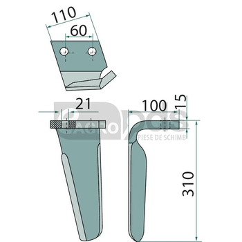 Dinte pentru grapa rotativa - GRANIT [180RH-FER-02R]