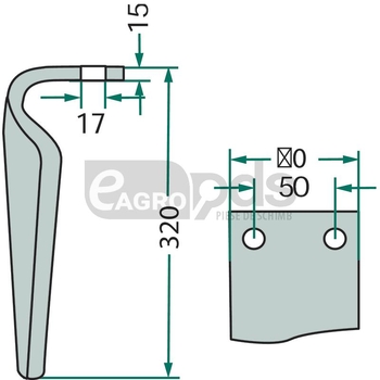 Dinte pentru grapa rotativa - GRANIT [180RH-FRB-03R]