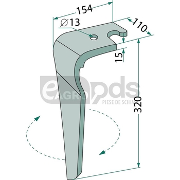 Dinte pentru grapa rotativa - GRANIT [180RH-FRB-04R]