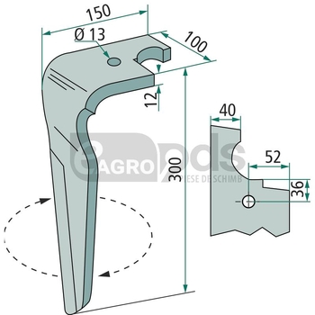 Dinte pentru grapa rotativa - GRANIT [180RH-FRB-05R]