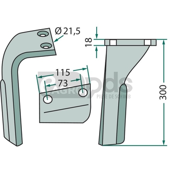 Dinte pentru grapa rotativa - GRANIT [180RH-IND-19L]