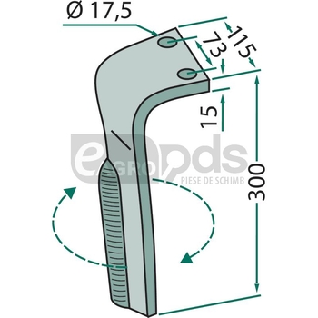 Dinte pentru grapa rotativa - GRANIT [180RH-IND-87-HR]