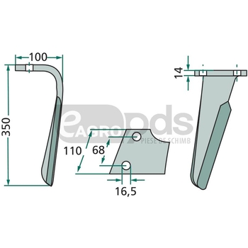Dinte grapa rotativa - GRANIT [180RH-KUH-66R]
