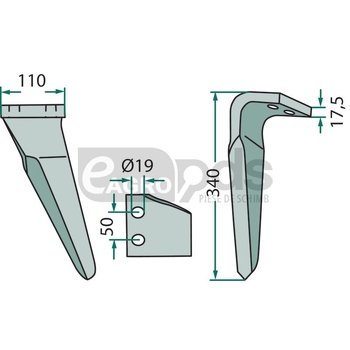Dinte pentru grapa rotativa - GRANIT [180RH-KVE-01R]
