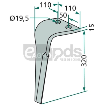 Dinte pentru grapa rotativa - GRANIT [180RH-MAL-26R]