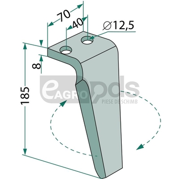 Dinte pentru grapa rotativa - GRANIT [180RH-MUR-23L]