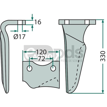 Dinte pentru grapa rotativa - GRANIT [180RH-NIE-01L]