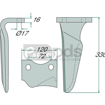 Dinte pentru grapa rotativa - GRANIT [180RH-NIE-01R]