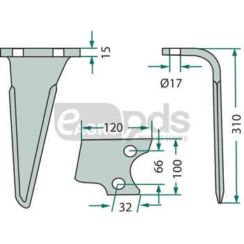 Dinte pentru grapa rotativa - GRANIT [180RH-PRG-04L]