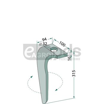 Dinte pentru grapa rotativa - GRANIT [180RH-RAB-31L]