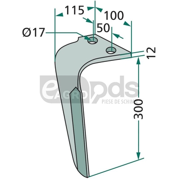Dinte pentru grapa rotativa - GRANIT [180RH-RAU-07R]